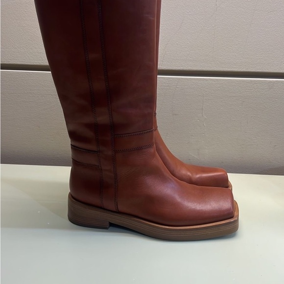 Agl MADE IN ITALY LEATHER Brown Combat Moto Boots with Smooth Leather - Picture 8 of 9